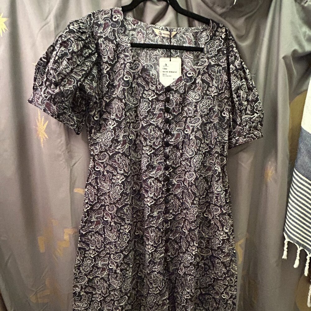 Indophilia NWT Paisley Midi-Dress Plus Size 16 w. Button Down Front GORGEOUS‎